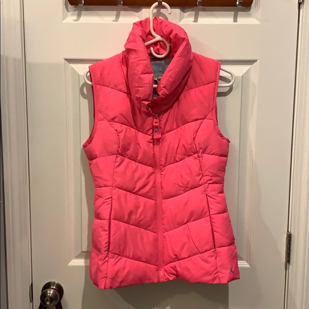 Joules fitted bright pink puffy vest